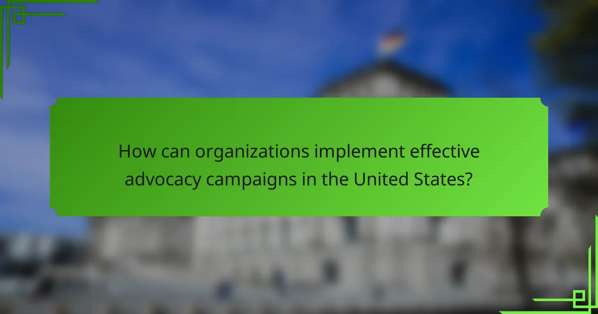 How can organizations implement effective advocacy campaigns in the United States?