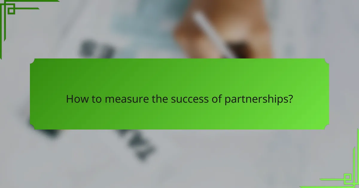 How to measure the success of partnerships?