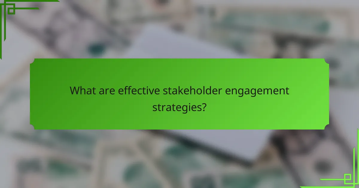 What are effective stakeholder engagement strategies?