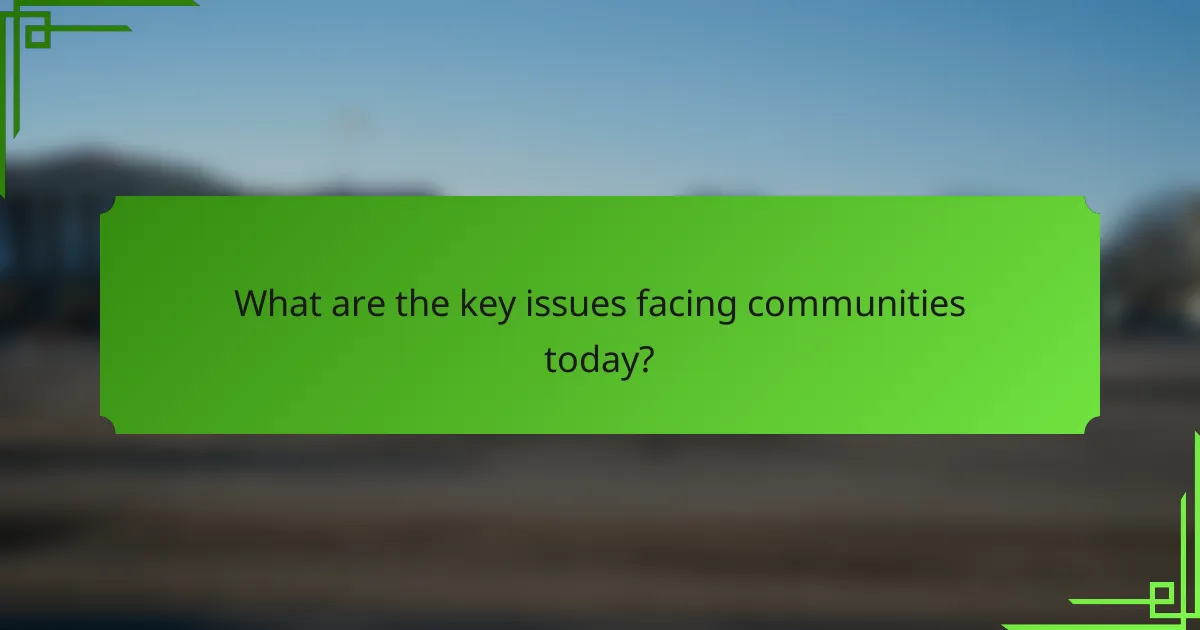 What are the key issues facing communities today?