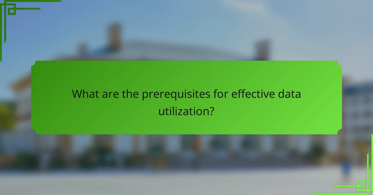 What are the prerequisites for effective data utilization?