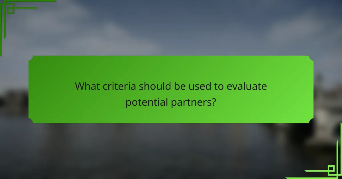 What criteria should be used to evaluate potential partners?